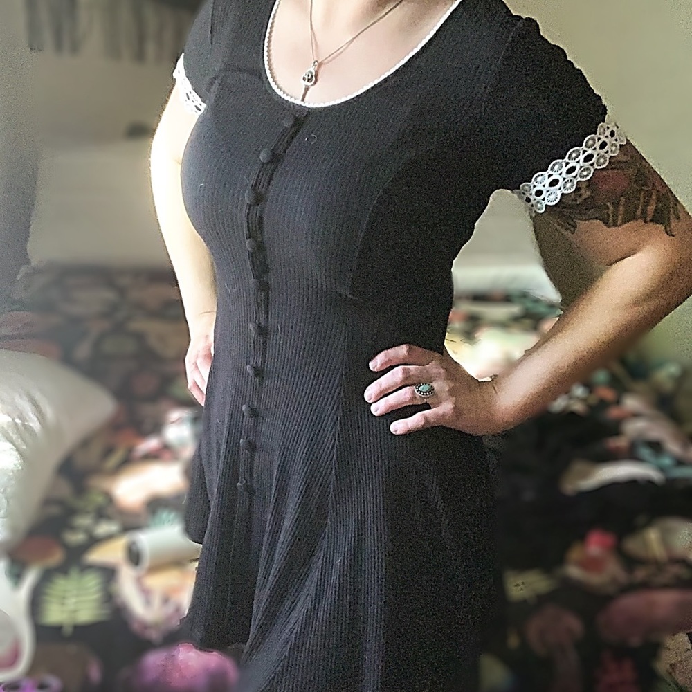 Dolls Kill // Black Dress with white lace detail